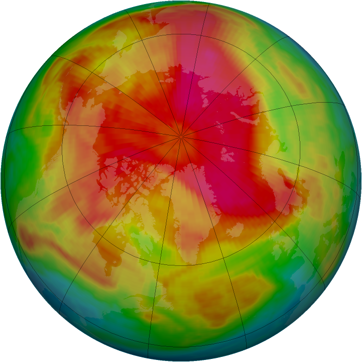 Arctic ozone map for 29 March 1985